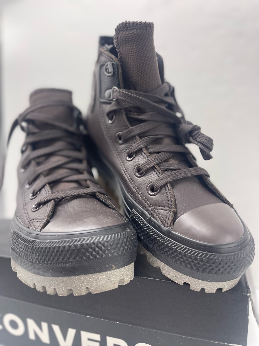 Converse WMNS CTAS CITY TREK WP HI COFFEE NUT/BLACK/SHARKSKIN Boots Cold Weather - Picture 8 of 15
